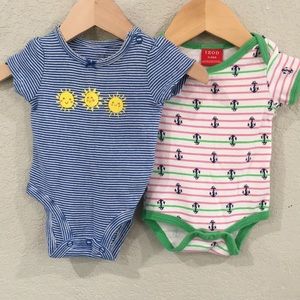 Izod Blue and Pink Striped Bodysuits